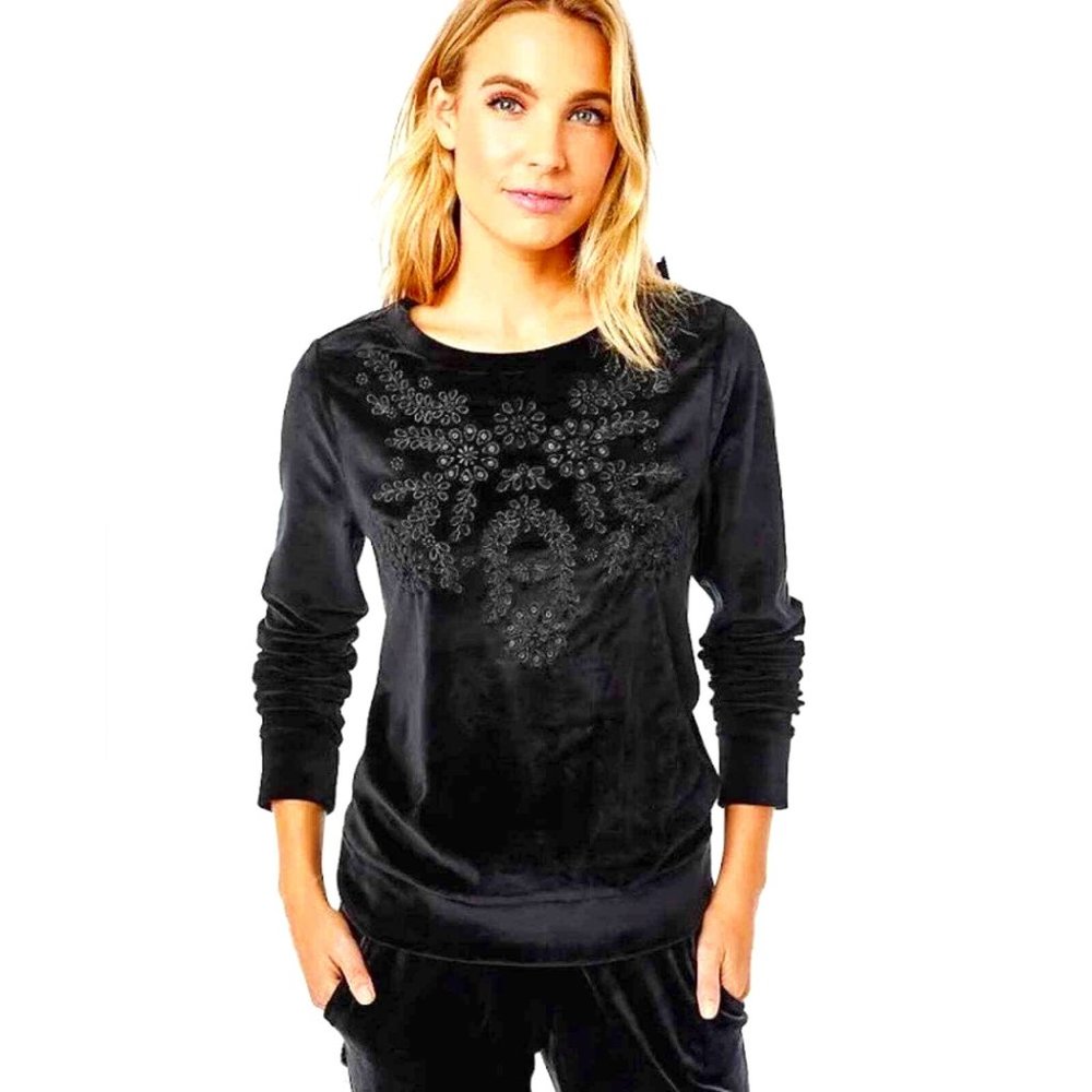 NWT - Lilly Pulitzer Rami Velour Sweatshirt in Onyx Size - Small